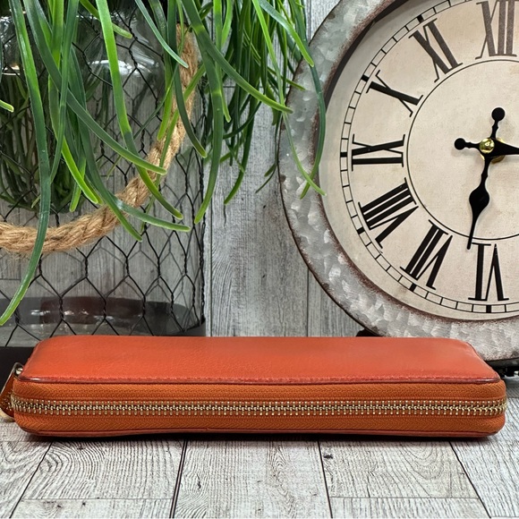 MICHAEL KORS - Dark Orange Pebbled Leather Accordion Zip Around Long Wallet - Picture 5 of 16